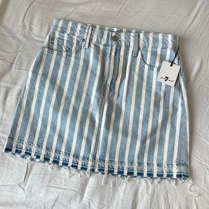 NWT 7 for all mankind striped denim skirt size 26